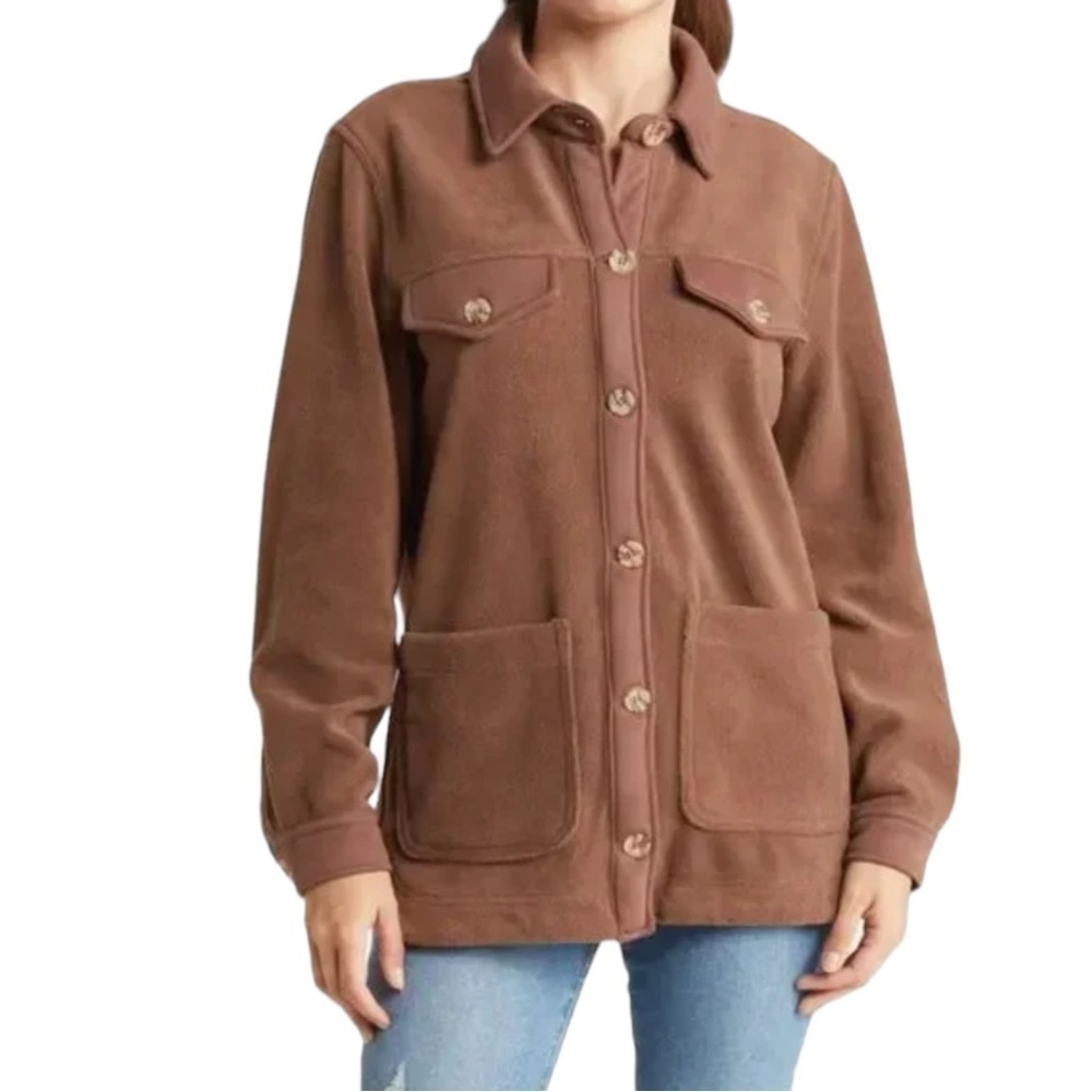 𝅺New Women’s BLANKNYC Taupe Fleece Shacket Size M